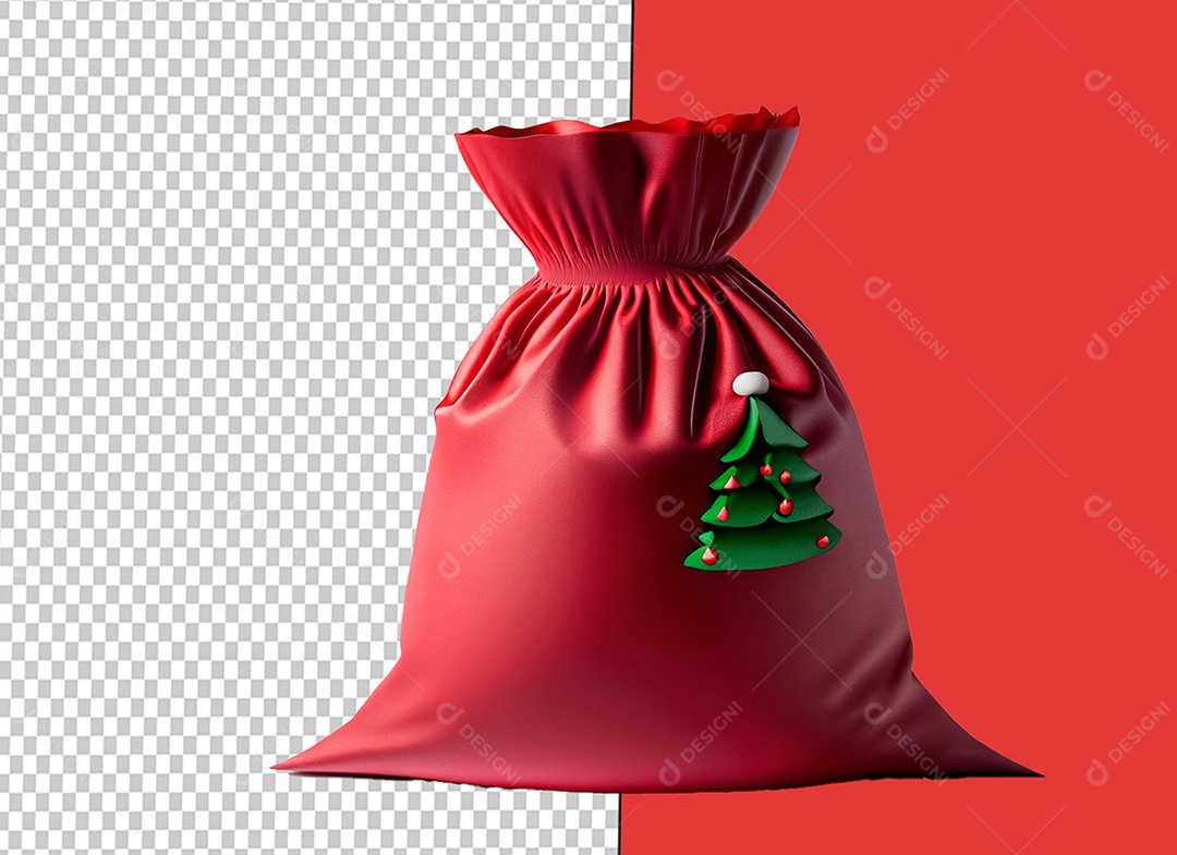 Elemento 3D Saco de Presentes do Papai Noel para Composição PSD