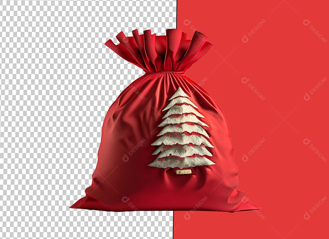 Elemento 3D Saco de Presentes do Papai Noel para Composição PSD