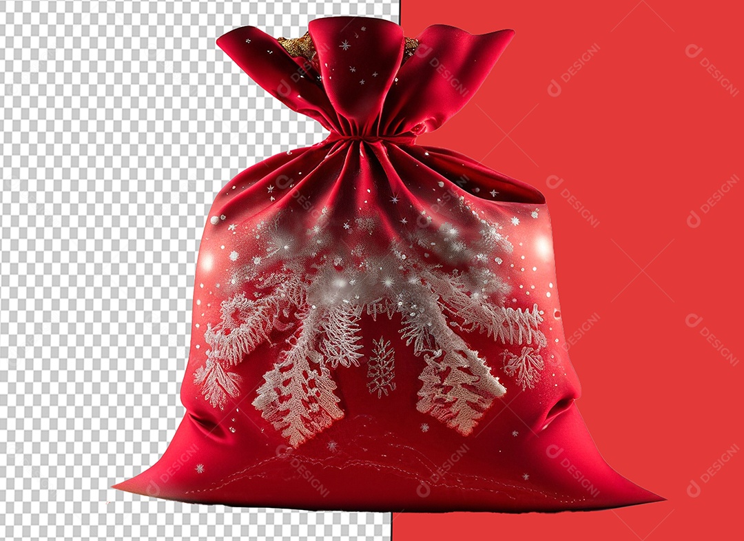 Elemento 3D Saco de Presentes do Papai Noel para Composição PSD