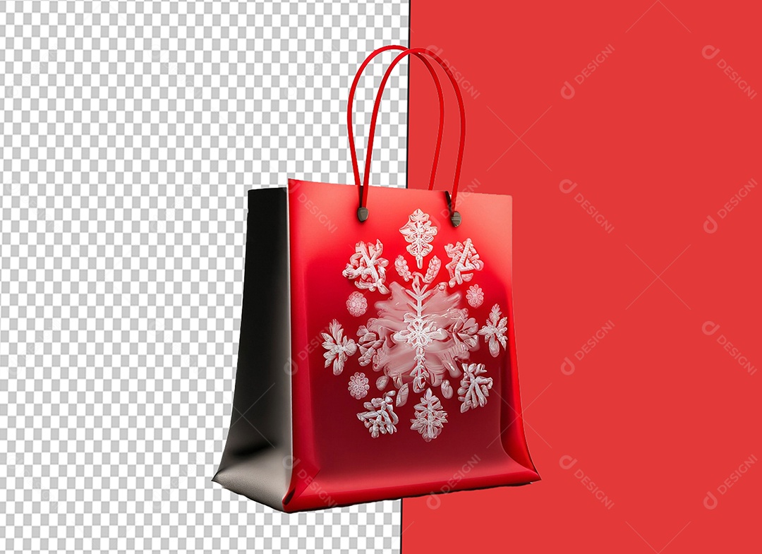 Sacola de Compras de Natal Vermelha Elemento 3D para Composição PSD