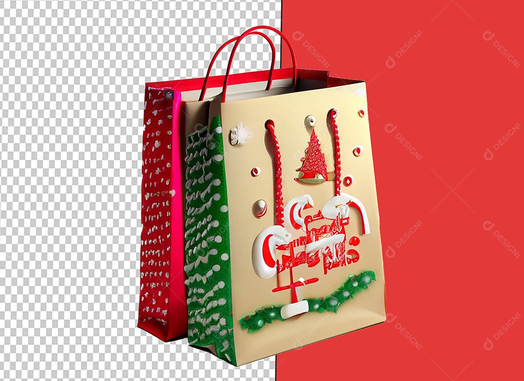 Sacola de Compras de Natal Elemento 3D para Composição PSD