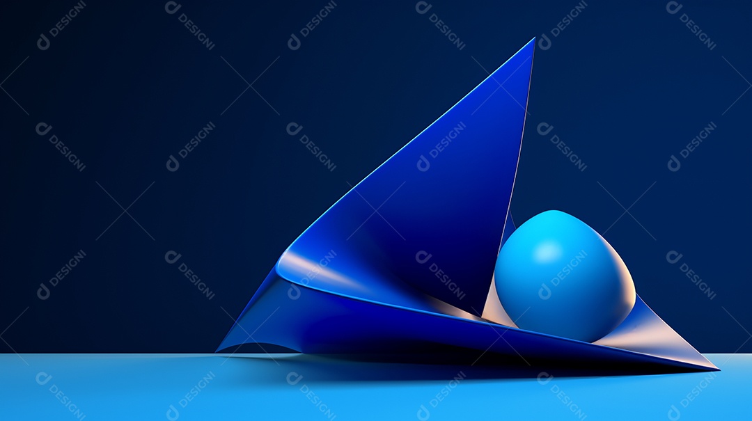 Forma 3D abstrata contra fundo azul