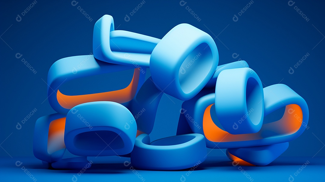 Forma 3D abstrata contra fundo azul