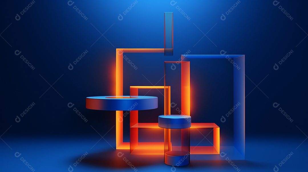 Forma 3D abstrata contra fundo azul