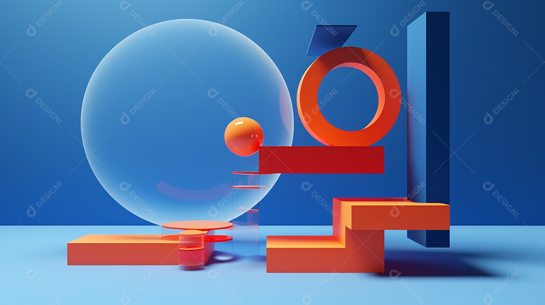 Forma 3D abstrata contra fundo azul