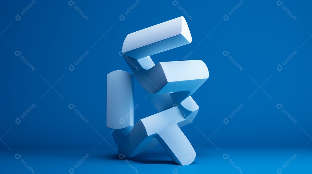 Forma 3D abstrata contra fundo azul