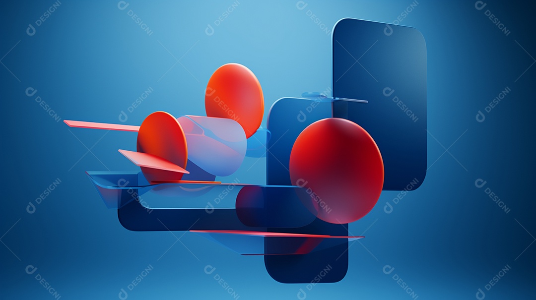 Forma 3D abstrata contra fundo azul