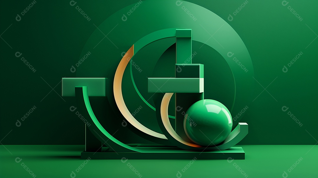 Forma 3D abstrata contra fundo verde
