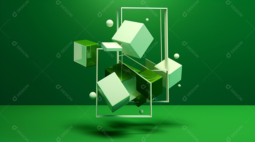 Forma 3D abstrata contra fundo verde