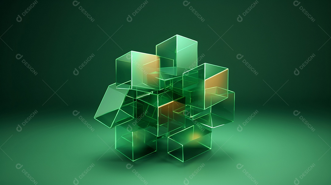 Forma 3D abstrata contra fundo verde