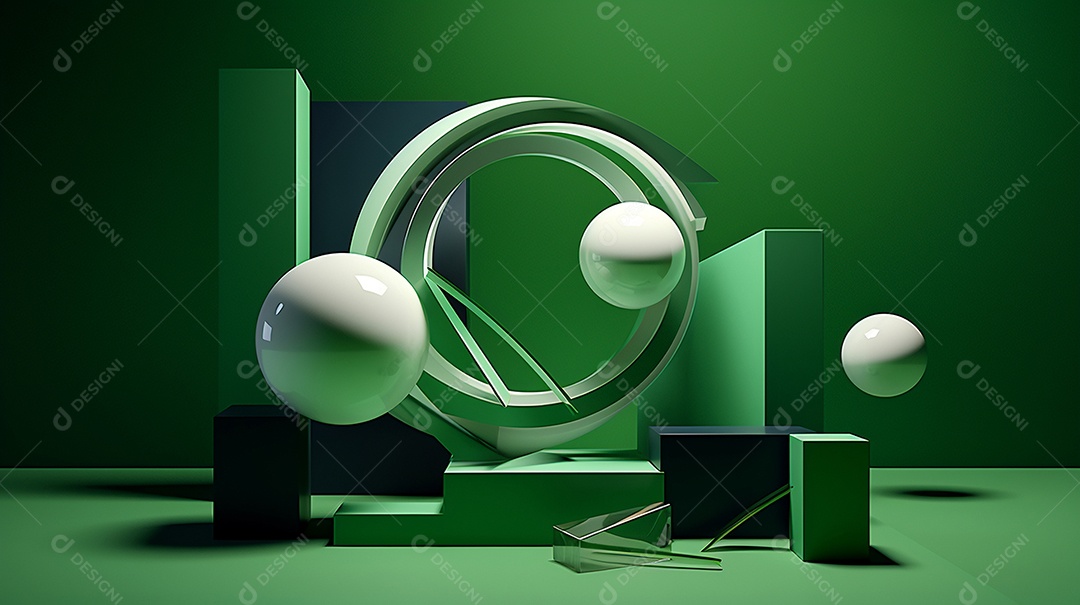 Forma 3D abstrata contra fundo verde