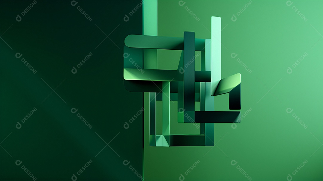 Forma 3D abstrata contra fundo verde