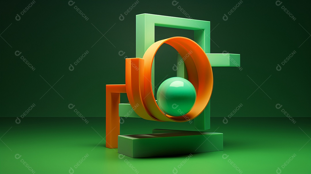 Forma 3D abstrata contra fundo verde