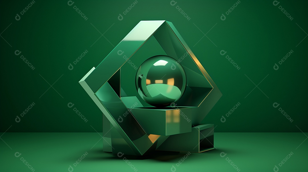 Forma 3D abstrata contra fundo verde