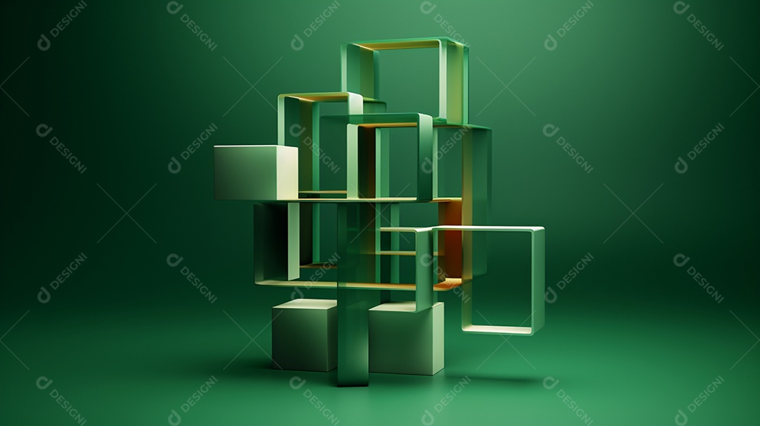Forma 3D abstrata contra fundo verde
