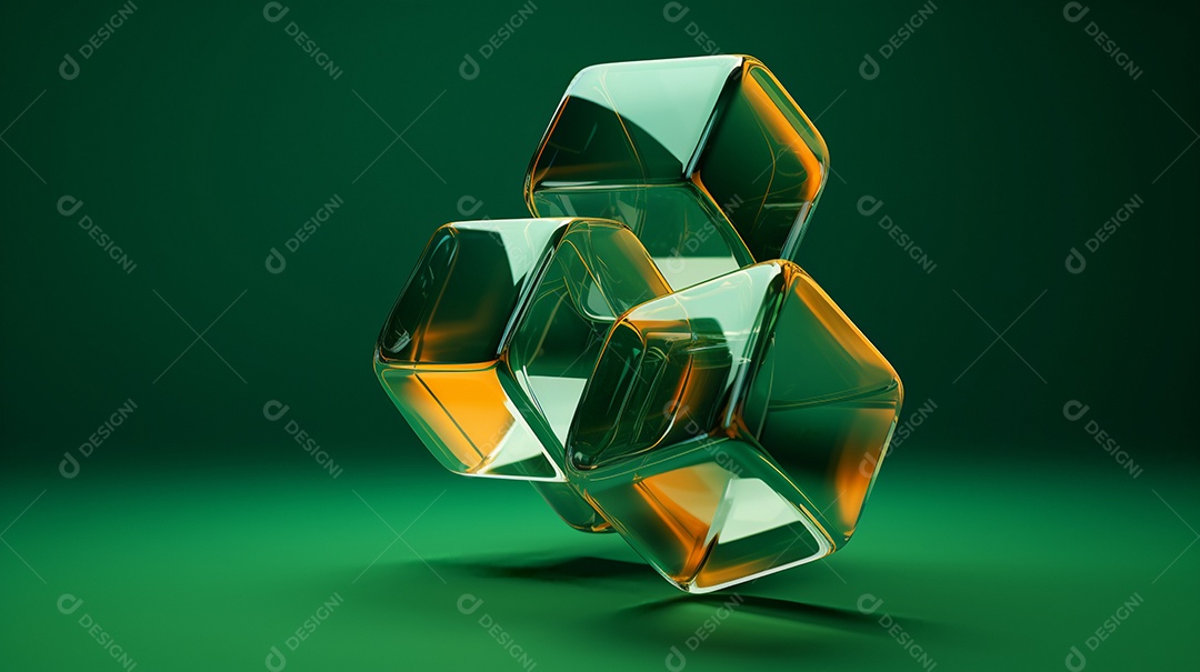 Forma 3D abstrata contra fundo verde