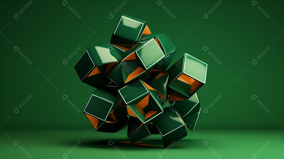 Forma 3D abstrata contra fundo verde