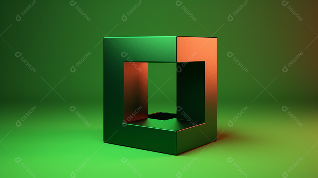 Forma 3D abstrata contra fundo verde