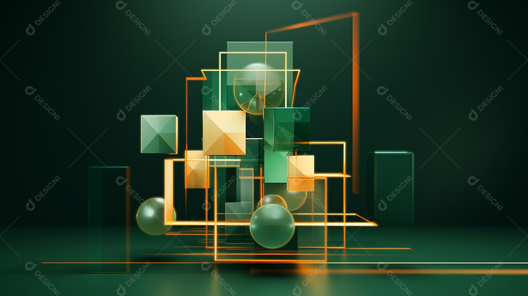 Forma 3D abstrata contra fundo verde