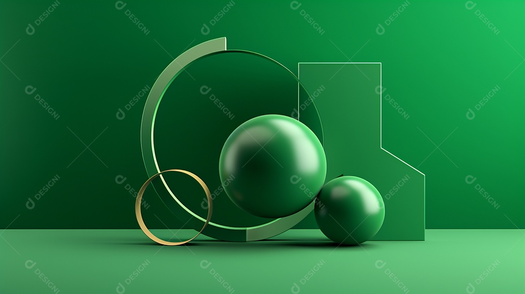 Forma 3D abstrata contra fundo verde