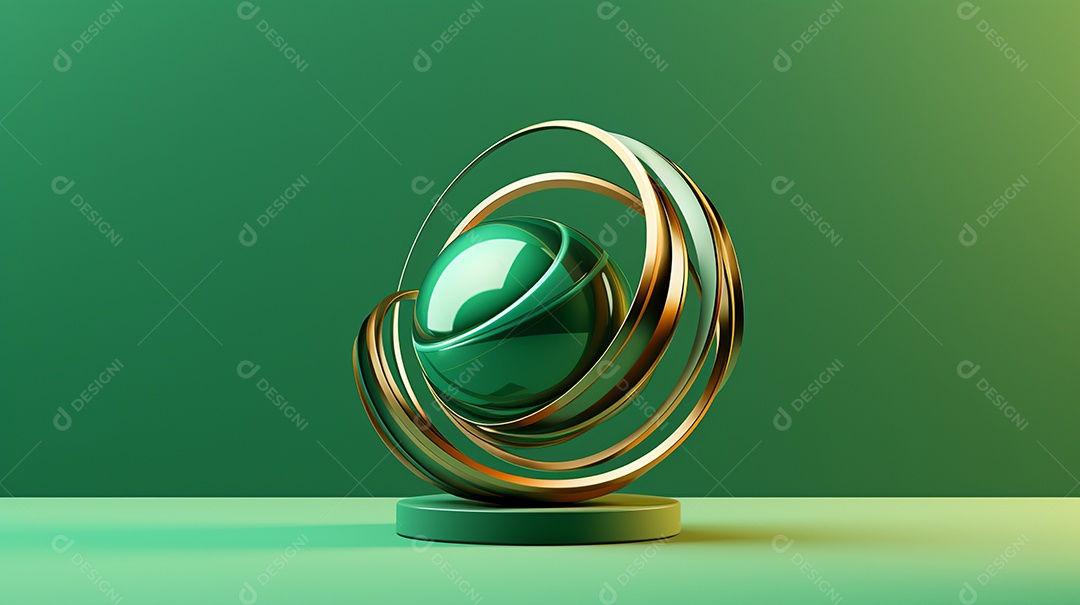 Forma 3D abstrata contra fundo verde