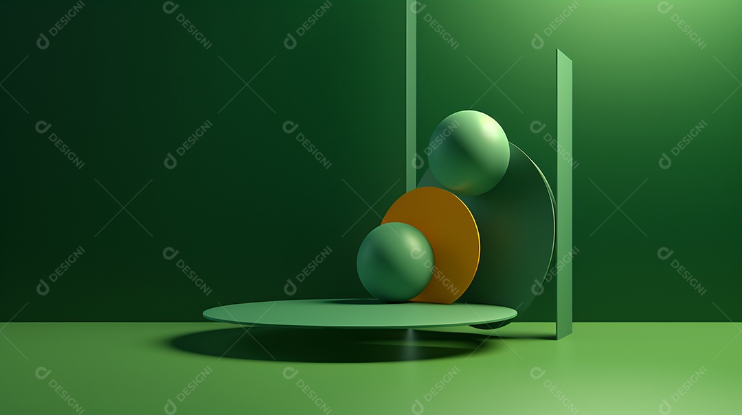 Forma 3D abstrata contra fundo verde