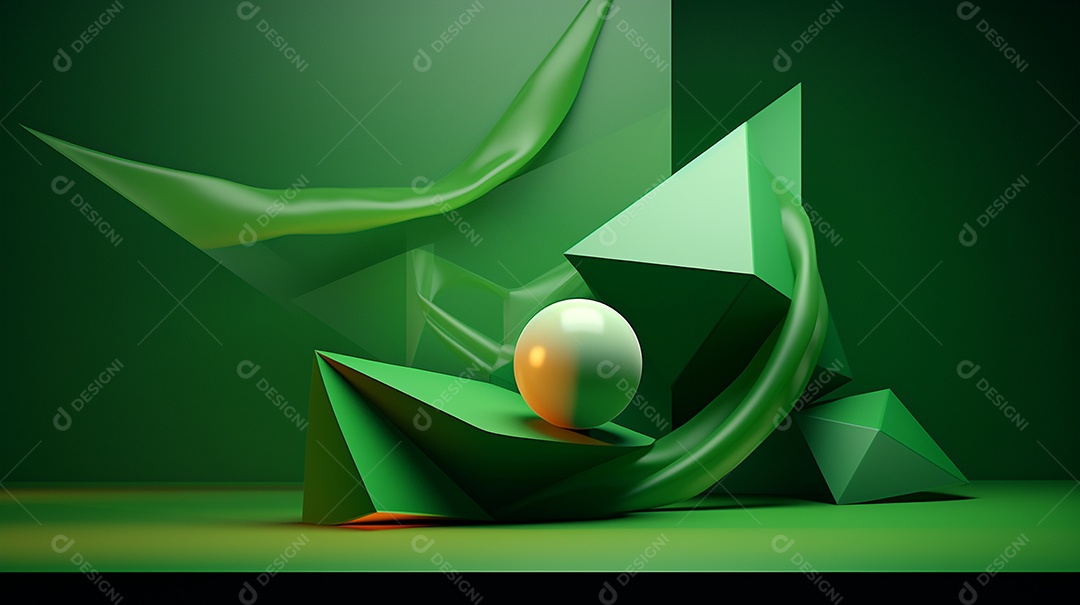 Forma 3D abstrata contra fundo verde