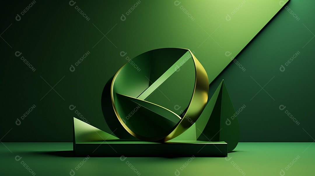 Forma 3D abstrata contra fundo verde