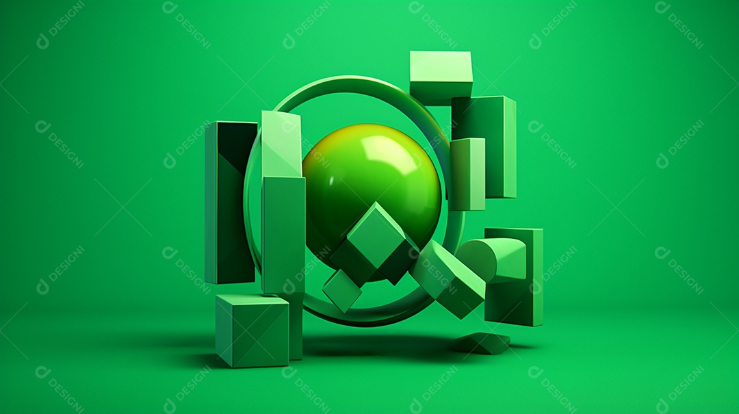 Forma 3D abstrata contra fundo verde