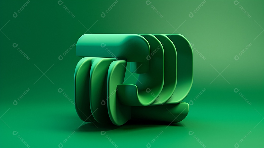 Forma 3D abstrata contra fundo verde