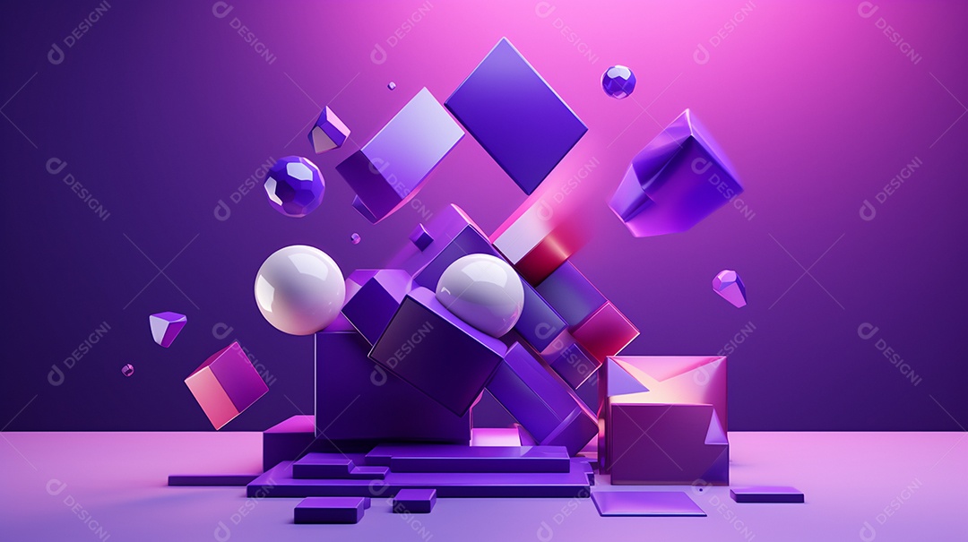Forma 3D abstrata contra fundo roxo