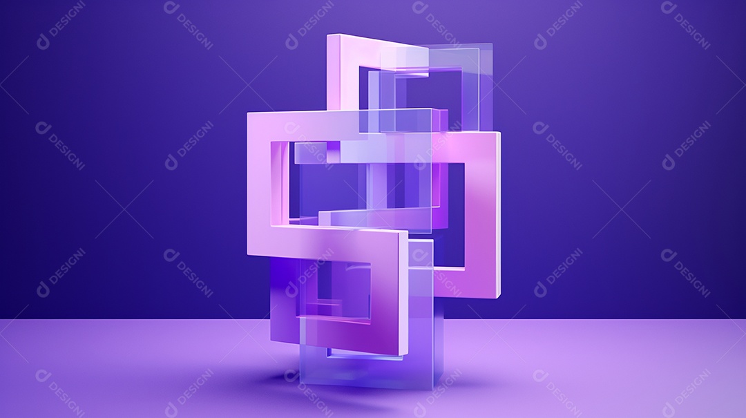 Forma 3D abstrata contra fundo roxo