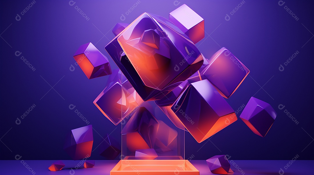 Forma 3D abstrata contra fundo roxo