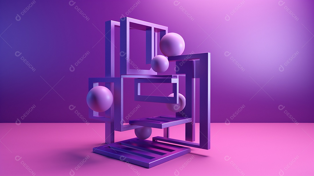 Forma 3D abstrata contra fundo roxo