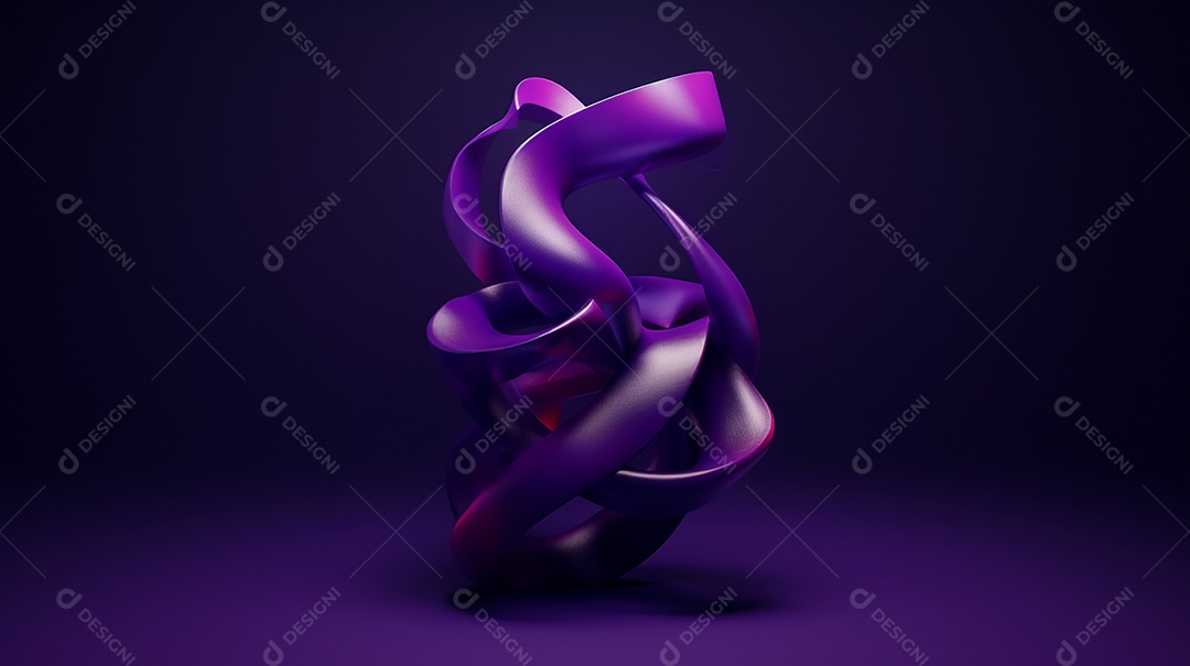 Forma 3D abstrata contra fundo roxo
