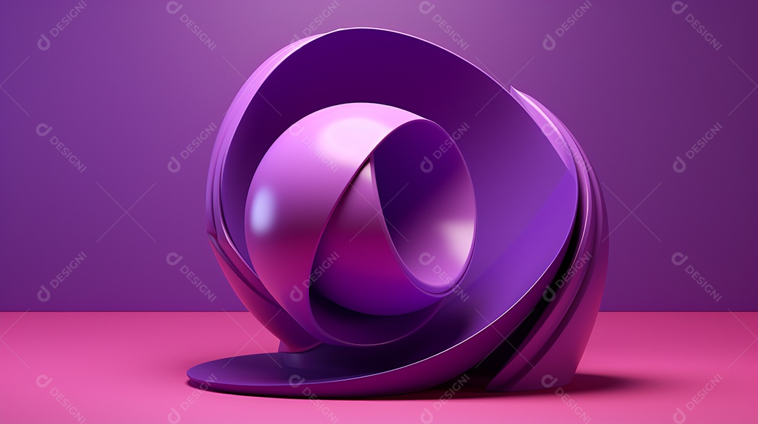 Forma 3D abstrata contra fundo roxo
