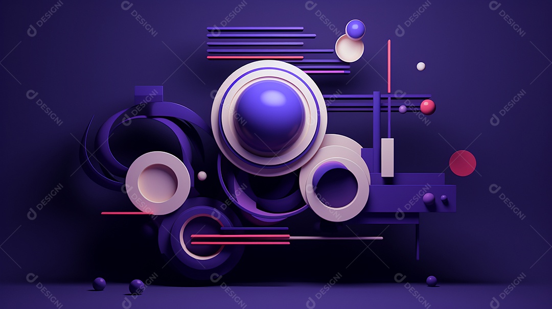 Forma 3D abstrata contra fundo roxo