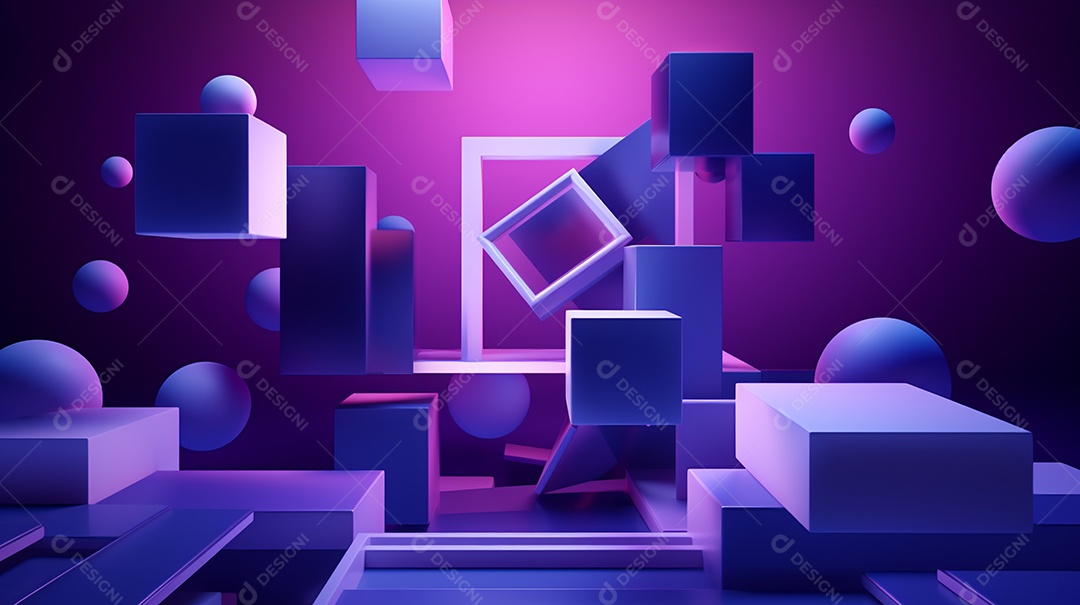 Forma 3d abstrata contra fundo roxo