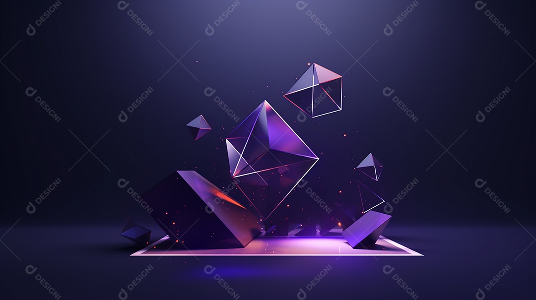 Forma 3d abstrata contra fundo roxo