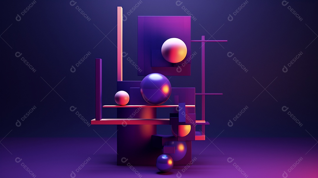 Forma 3d abstrata contra fundo roxo