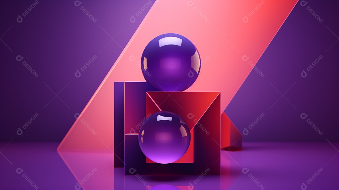 Forma 3d abstrata contra fundo roxo