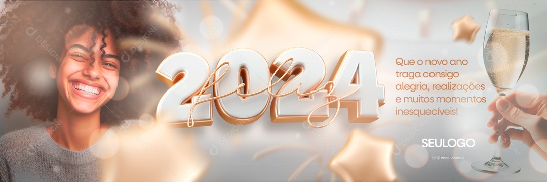 Social Media Carrossel Feliz 2024 Muitos Momentos PSD Editável