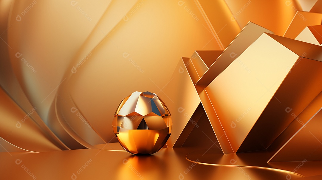 Forma 3d abstrata ano novo contra dourado