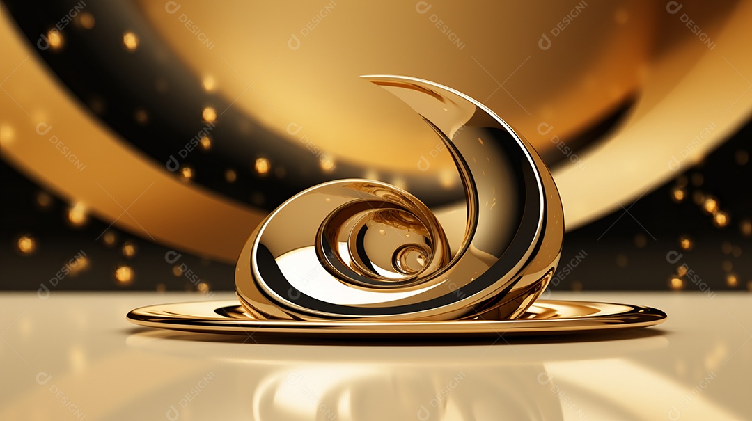 Forma 3d abstrata ano novo contra dourado