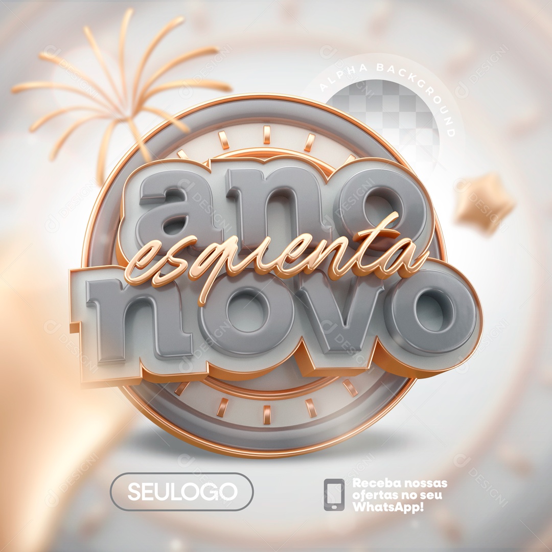 Selo 3D Esquenta Ano Novo Para Composição PSD