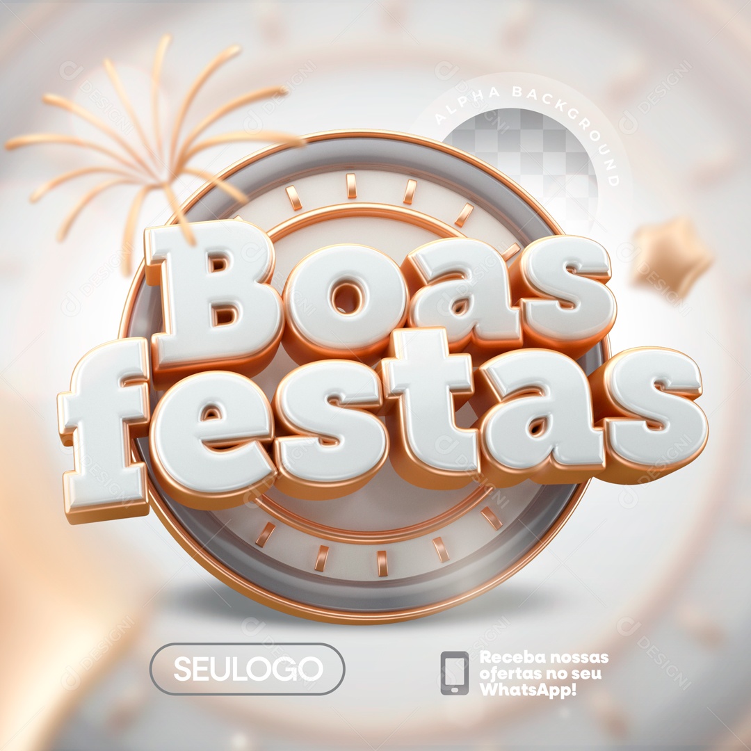 Selo 3D Boas Festas Para Composição PSD