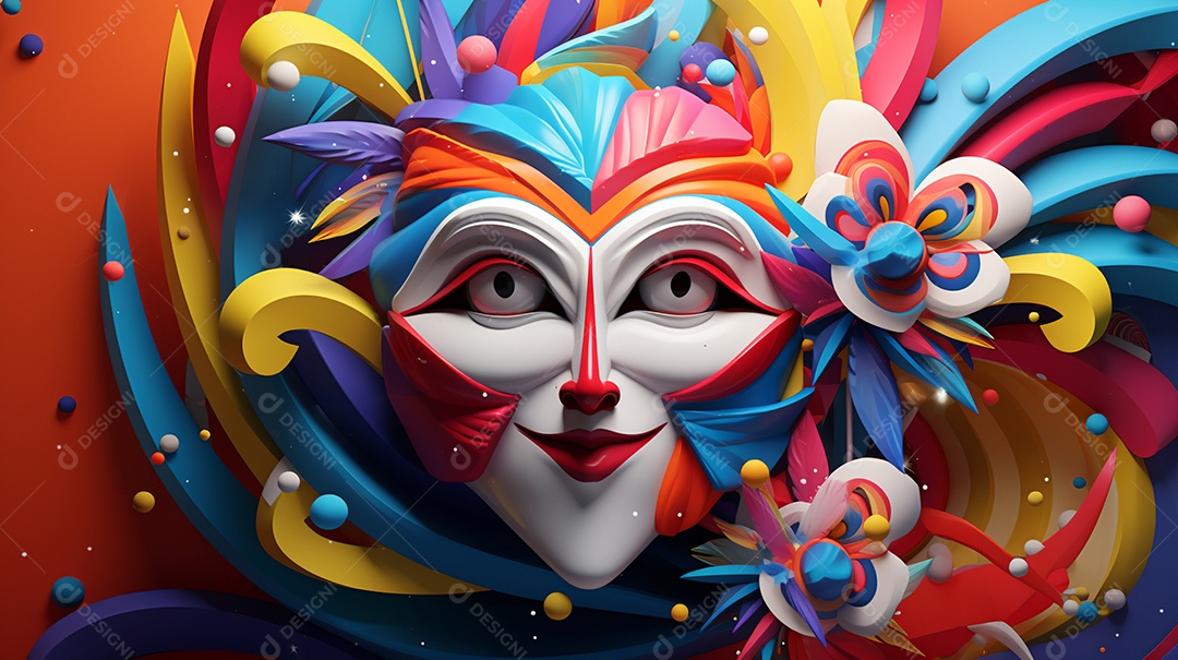 Carnaval abstrato em forma 3d contra colorido