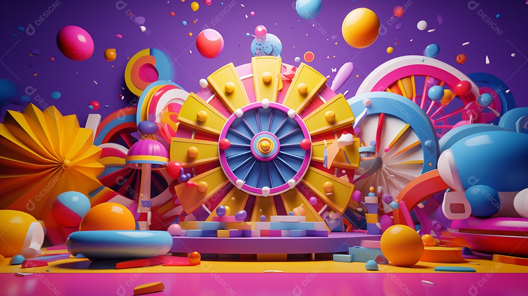 Carnaval abstrato em forma 3d contra colorido