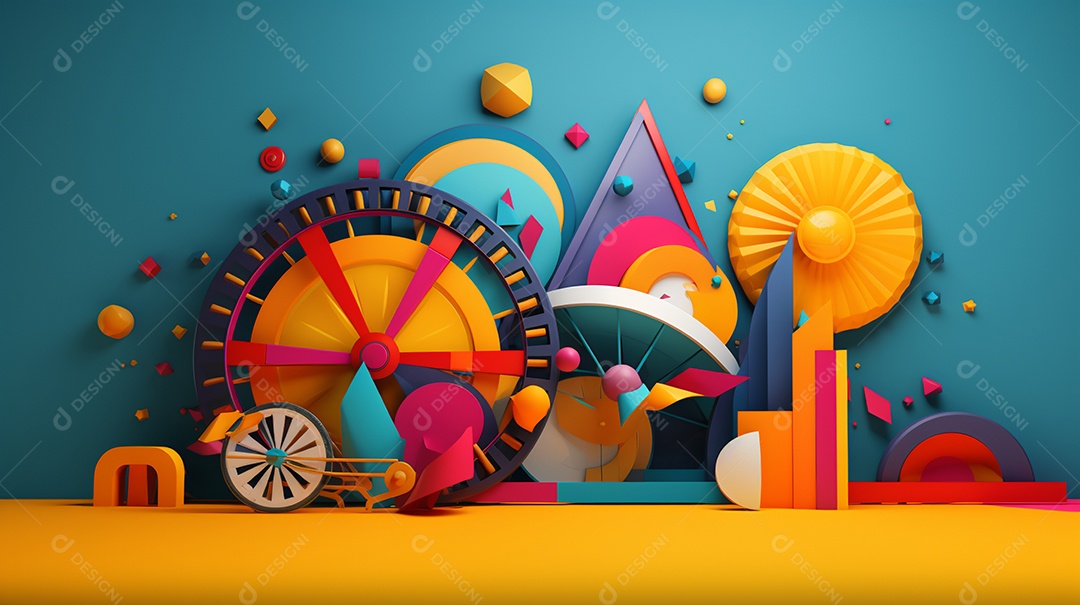 Carnaval abstrato em forma 3d contra fundo colorido