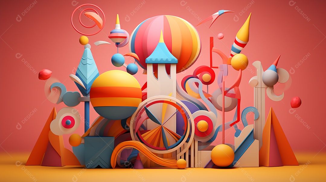 Carnaval abstrato em forma 3d contra fundo colorido